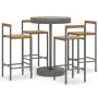 Mesa bar y taburetes jardín 5 pzas madera acacia ratán PE gris by vidaXL, Garden sets - Ref: Foro24-3187721, Price: 262,80 €,...