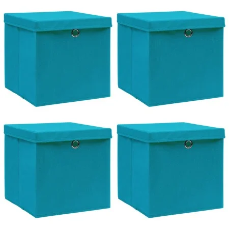 Aufbewahrungsbox mit Deckel, 4 Stück, hellblaues Stoffmaterial, 32x32x32 cm. von vidaXL, Aufbewahrungskörbe - Ref: Foro24-288...