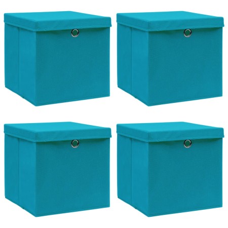 Aufbewahrungsbox mit Deckel, 4 Stück, hellblaues Stoffmaterial, 32x32x32 cm. von vidaXL, Aufbewahrungskörbe - Ref: Foro24-288...