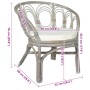 Silla de comedor con cojín ratán natural gris y lino