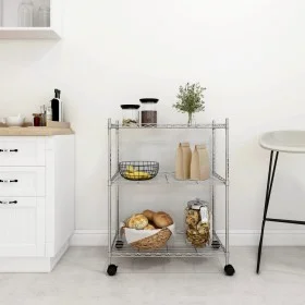 Estantería de 3 niveles con ruedas cromado 60x35x81 cm 150 kg by vidaXL, Industrial shelving - Ref: Foro24-324625, Price: 57,...