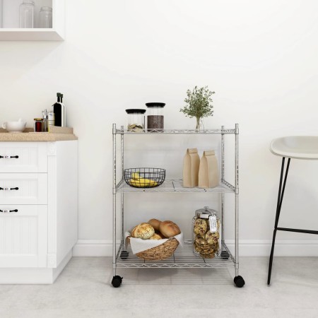 Estantería de 3 niveles con ruedas cromado 60x35x81 cm 150 kg by vidaXL, Industrial shelving - Ref: Foro24-324625, Price: 58,...