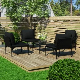 Juego de muebles de jardín 5 piezas con cojines PVC negro de vidaXL, Conjuntos de jardín - Ref: Foro24-48590, Precio: 266,30 ...