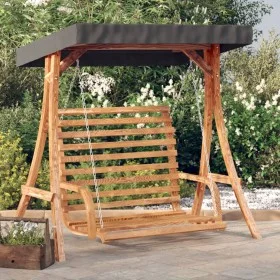 Swing bench with awning solid fir wood with teak finish by vidaXL, Garden rockers - Ref: Foro24-3200628, Price: 326,97 €, Dis...