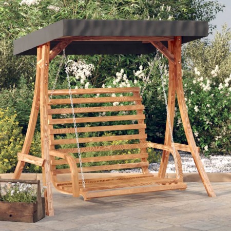Swing bench with awning solid fir wood with teak finish by vidaXL, Garden rockers - Ref: Foro24-3200628, Price: 326,97 €, Dis...