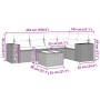 Set de muebles de jardín 6 pzas y cojines ratán sintético gris