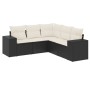 Set de muebles de jardín 5 pzas y cojines ratán sintético negro