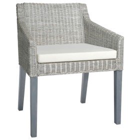 Silla de comedor con cojín ratán natural gris Silla de comedor con cojín ratán natural gris