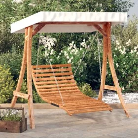 Tumbona columpio con toldo madera maciza abeto acabado de teca by vidaXL, Garden rockers - Ref: Foro24-3200625, Price: 393,72...