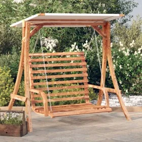 Swing bench with awning solid fir wood with teak finish by vidaXL, Garden rockers - Ref: Foro24-3200621, Price: 407,36 €, Dis...