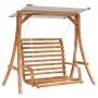 Swing bench with awning solid fir wood with teak finish by vidaXL, Garden rockers - Ref: Foro24-3200621, Price: 407,36 €, Dis...