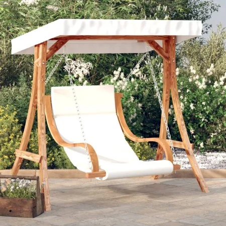Columpio con cojín y toldo madera maciza de abeto de vidaXL, Balancines de jardín - Ref: Foro24-3200629, Precio: 320,44 €, De...