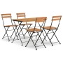 Folding café furniture set, 5 pieces, solid acacia wood and steel. by vidaXL, Garden sets - Ref: Foro24-3152098, Price: 230,2...