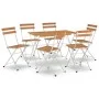 Zusammenklappbare Café-Möbel, 7-teilig, aus massivem Akazienholz und Stahl von vidaXL, Gartensets - Ref: Foro24-3152101, Prei...