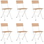 Folding cafeteria furniture 7 pieces solid acacia wood and steel by vidaXL, Garden sets - Ref: Foro24-3152101, Price: 294,51 ...
