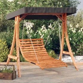 Tumbona columpio con toldo madera maciza abeto acabado de teca by vidaXL, Garden rockers - Ref: Foro24-3200626, Price: 392,84...