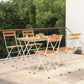 Folding café furniture set, 5 pieces, solid acacia wood and steel. by vidaXL, Garden sets - Ref: Foro24-3152100, Price: 214,4...