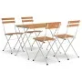 Folding café furniture set, 5 pieces, solid acacia wood and steel. by vidaXL, Garden sets - Ref: Foro24-3152100, Price: 214,4...