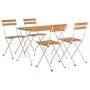 Folding café furniture set, 5 pieces, solid acacia wood and steel. by vidaXL, Garden sets - Ref: Foro24-3152100, Price: 214,4...