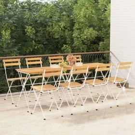 Folding café chairs 8 units steel and solid acacia wood by vidaXL, Garden chairs - Ref: Foro24-3152109, Price: 266,93 €, Disc...