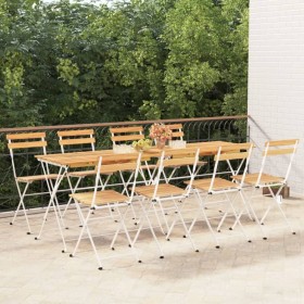 Folding café chairs 8 units steel and solid acacia wood by vidaXL, Garden chairs - Ref: Foro24-3152109, Price: 269,79 €, Disc...