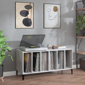 Mueble discos madera contrachapada gris hormigón 100x38x48 cm