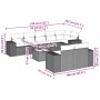 Set muebles jardín 9 pzas y cojines ratán sintético gris claro