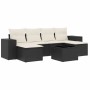 Set de comedor de jardín 7 pzas y cojines ratán sintético negro