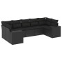 Set de comedor de jardín 7 pzas y cojines ratán sintético negro