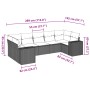 Set de comedor de jardín 7 pzas y cojines ratán sintético negro