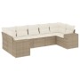 Set sofás de jardín 7 piezas y cojines ratán sintético beige