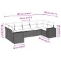 Set sofás de jardín 7 piezas y cojines ratán sintético beige