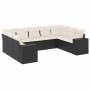 Set de sofás de jardín 8 piezas y cojines ratán sintético negro
