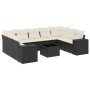Set de sofás de jardín 10 pzas cojines ratán sintético negro