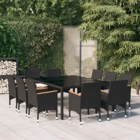 Garden dining set 11 pieces black synthetic rattan by vidaXL, Garden sets - Ref: Foro24-3058568, Price: 834,19 €, Discount: %