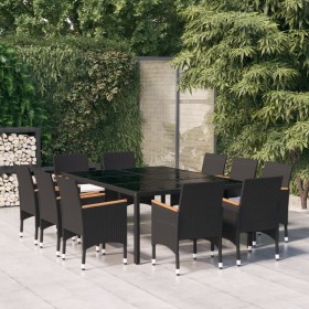 Juego de comedor de jardín 11 piezas ratán sintético negro de vidaXL, Conjuntos de jardín - Ref: Foro24-3058568, Precio: 782,...