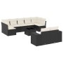 Set de sofás de jardín 10 pzas cojines ratán sintético negro