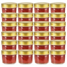 Tarros de mermelada de vidrio tapa dorada 24 uds 110 ml