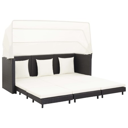 Garden 3-seater sofa bed with black synthetic rattan canopy by vidaXL, Outdoor sofas - Ref: Foro24-46075, Price: 673,95 €, Di...