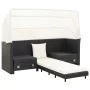 Sofá cama de jardín 3 plazas con capota ratán sintético negro de vidaXL, Sofás de exterior - Ref: Foro24-46075, Precio: 665,9...