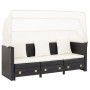 Sofá cama de jardín 3 plazas con capota ratán sintético negro de vidaXL, Sofás de exterior - Ref: Foro24-46075, Precio: 606,88 €