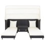 Garden 3-seater sofa bed with black synthetic rattan canopy by vidaXL, Outdoor sofas - Ref: Foro24-46075, Price: 673,95 €, Di...
