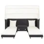 Garden 3-seater sofa bed with black synthetic rattan canopy by vidaXL, Outdoor sofas - Ref: Foro24-46075, Price: 665,95 €, Di...