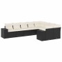 Set de sofás de jardín 8 piezas y cojines ratán sintético negro