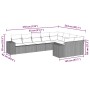 Set de sofás de jardín 8 piezas y cojines ratán sintético negro