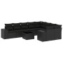 Set de sofás de jardín 10 pzas cojines ratán sintético negro
