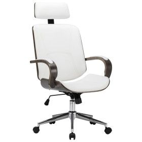 Office chair with synthetic leather headrest and white wood by vidaXL, Office chairs - Ref: Foro24-283135, Price: 191,95 €, D...
