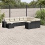 Set de sofás de jardín 10 pzas cojines ratán sintético negro