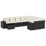 Set de sofás de jardín 10 pzas cojines ratán sintético negro