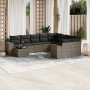Set de sofás de jardín 10 pzas con cojines ratán sintético gris
